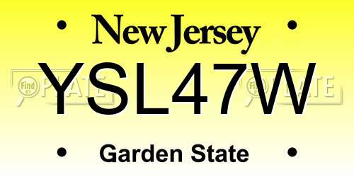 YSL47W New Jersey License Plate