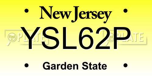 YSL62P New Jersey License Plate