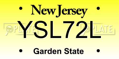 YSL72L New Jersey License Plate