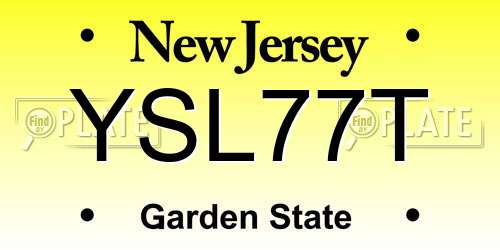 YSL77T New Jersey License Plate