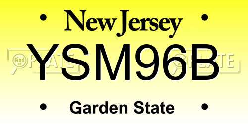 YSM96B New Jersey License Plate