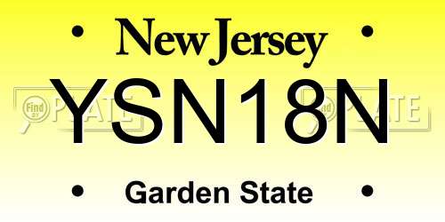 YSN18N New Jersey License Plate