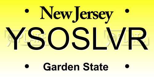 YSOSLVR New Jersey License Plate