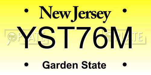 YST76M New Jersey License Plate