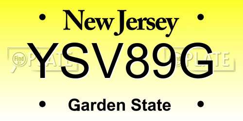 YSV89G New Jersey License Plate