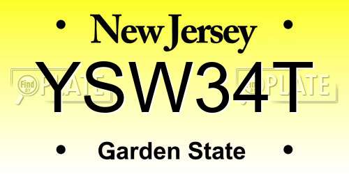 YSW34T New Jersey License Plate