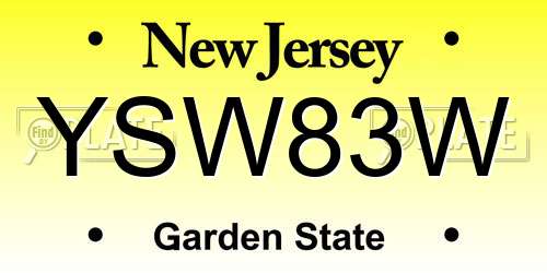 YSW83W New Jersey License Plate