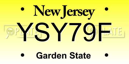 YSY79F New Jersey License Plate