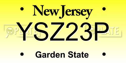 YSZ23P New Jersey License Plate