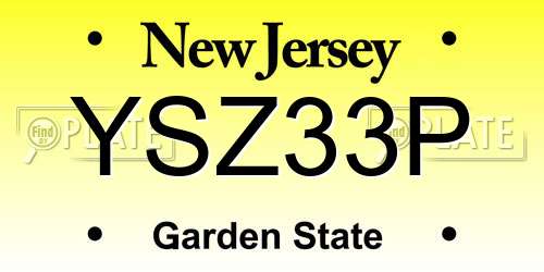 YSZ33P New Jersey License Plate