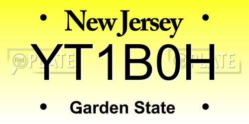 YT1B0H New Jersey License Plate