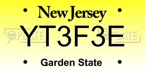 YT3F3E New Jersey License Plate
