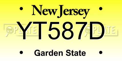 YT587D New Jersey License Plate