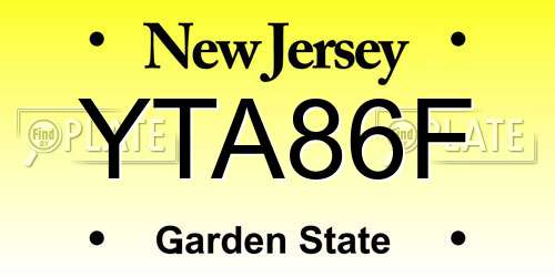 YTA86F New Jersey License Plate
