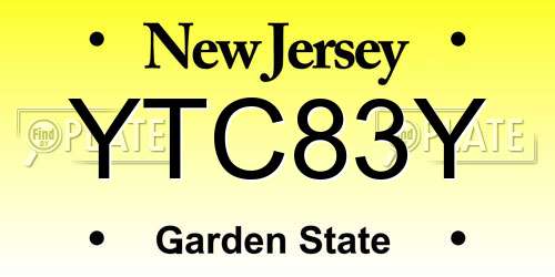 YTC83Y New Jersey License Plate