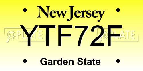 YTF72F New Jersey License Plate