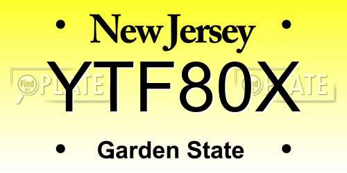YTF80X New Jersey License Plate
