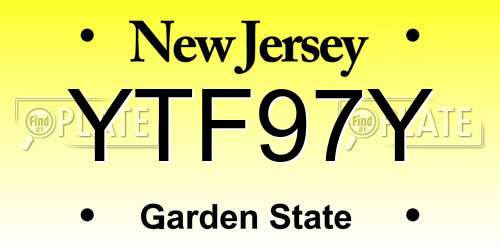 YTF97Y New Jersey License Plate