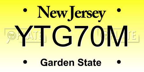 YTG70M New Jersey License Plate