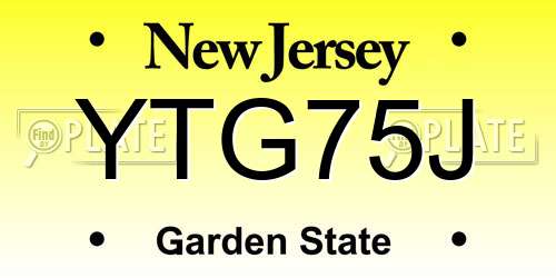 YTG75J New Jersey License Plate