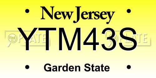 YTM43S New Jersey License Plate
