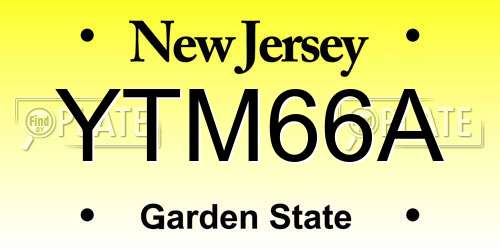 YTM66A New Jersey License Plate