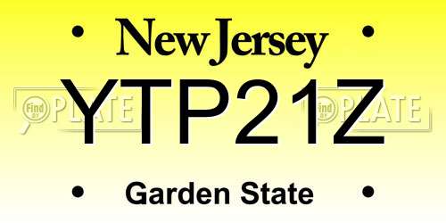 YTP21Z New Jersey License Plate
