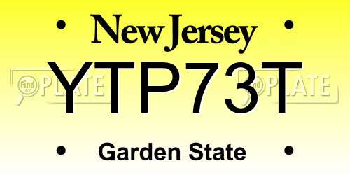 YTP73T New Jersey License Plate