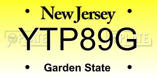YTP89G New Jersey License Plate