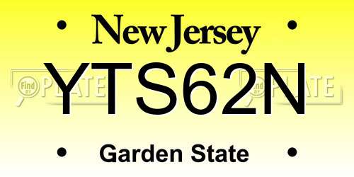 YTS62N New Jersey License Plate