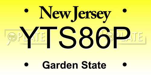 YTS86P New Jersey License Plate