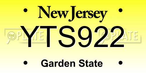 YTS922 New Jersey License Plate