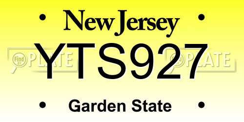 YTS927 New Jersey License Plate