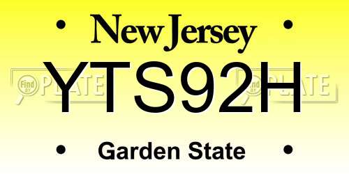 YTS92H New Jersey License Plate