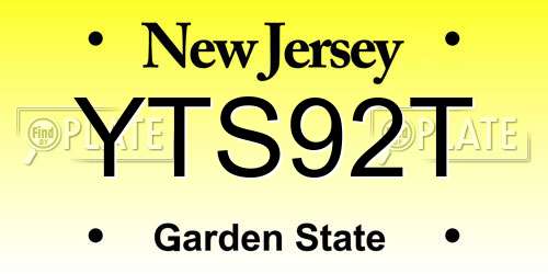 YTS92T New Jersey License Plate