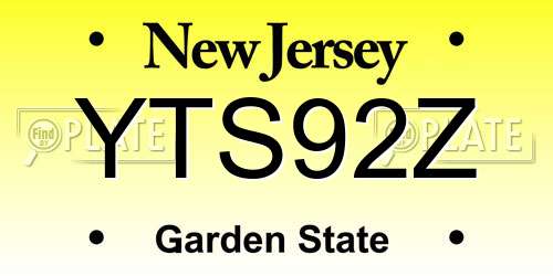YTS92Z New Jersey License Plate