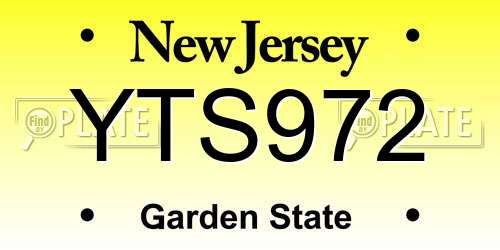 YTS972 New Jersey License Plate