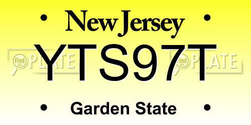 YTS97T New Jersey License Plate