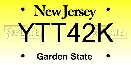 YTT42K New Jersey License Plate