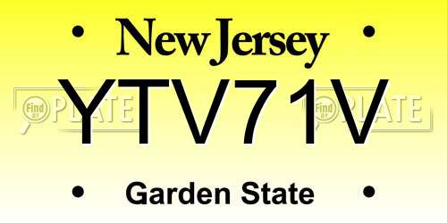 YTV71V New Jersey License Plate