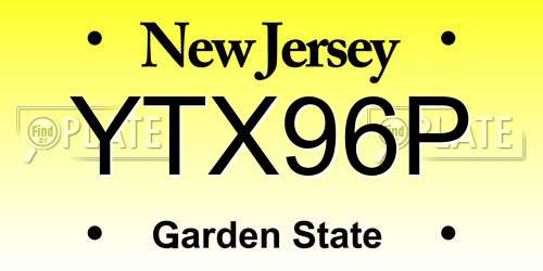 YTX96P New Jersey License Plate
