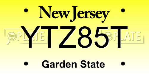 YTZ85T New Jersey License Plate