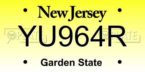 YU964R New Jersey License Plate
