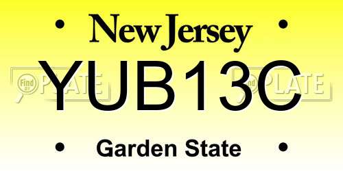 YUB13C New Jersey License Plate