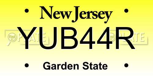 YUB44R New Jersey License Plate