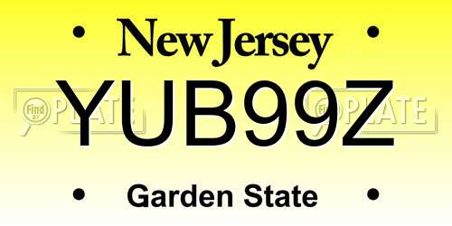 YUB99Z New Jersey License Plate