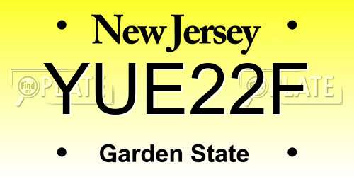 YUE22F New Jersey License Plate