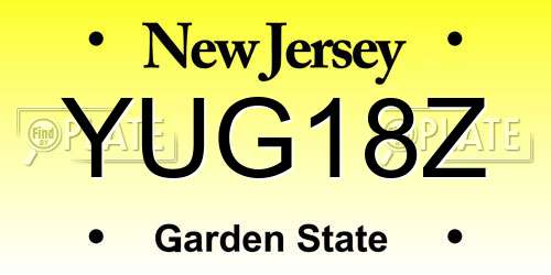 YUG18Z New Jersey License Plate