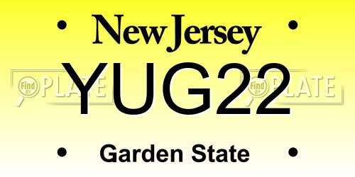 YUG22 New Jersey License Plate