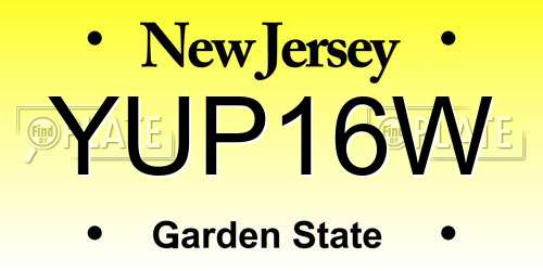 YUP16W New Jersey License Plate
